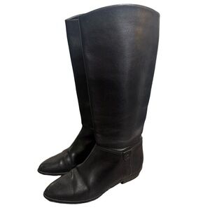 Vintage Etienne Aigner Boots Womens 6.5 Black Riding Classic Knee High Flat Heel